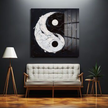 Zıtların Uyumu: Yin Yang Modern Soyut Cam Tablo - Glazella Zıtların Uyumu: Yin Yang Modern Soyut Cam Tablo - Glazella