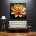 Altın Lotus Zarafeti: Lüks Temperli Cam Tablo | Modern Duvar Dekorasyonu Duvar Dekoru cam tablo, duvar sanatı, modern dekorasyon, soyut sanat, cam sanat eserleri, iç mekan dekorasyonu, ofis dekorasyonu, ev dekorasyonu, restoran dekorasyonu, cafe dekorasyonu, cam baskı, UV baskı, estetik duvar sanatı