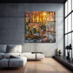 Alacakaranlık Huzuru: Geyikli Tiffany Vitray Cam Tablo Duvar Dekoru cam tablo, duvar sanatı, modern dekorasyon, soyut sanat, cam sanat eserleri, iç mekan dekorasyonu, ofis dekorasyonu, ev dekorasyonu, restoran dekorasyonu, cafe dekorasyonu, cam baskı, UV baskı, estetik duvar sanatı