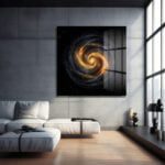Kozmik Spiral: Altın Işıltılı Galaksi Temalı Modern Cam Tablo Duvar Dekoru cam tablo, duvar sanatı, modern dekorasyon, soyut sanat, cam sanat eserleri, iç mekan dekorasyonu, ofis dekorasyonu, ev dekorasyonu, restoran dekorasyonu, cafe dekorasyonu, cam baskı, UV baskı, estetik duvar sanatı