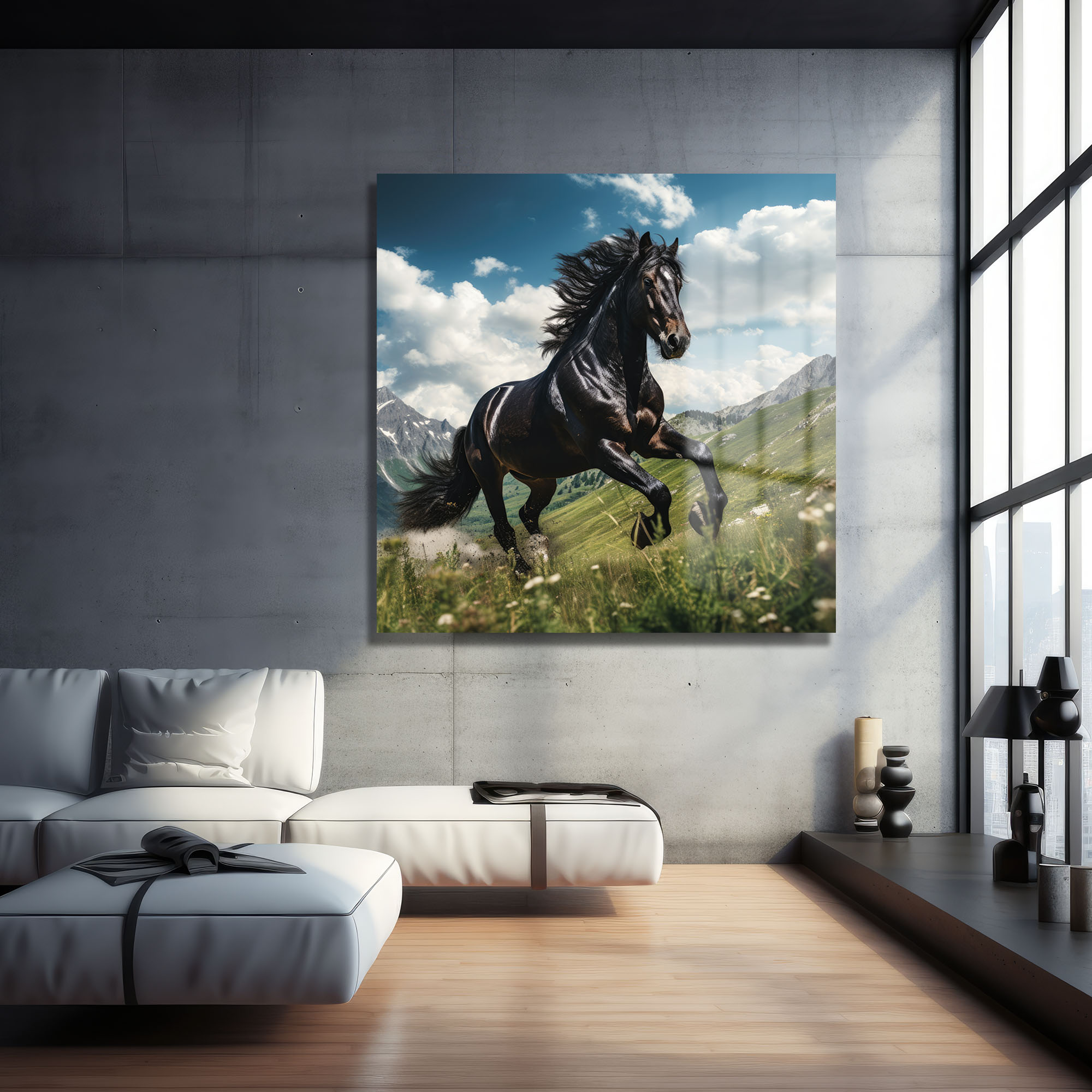 Özgürlüğe Koşan At: Dağ Manzaralı Temperli Cam Tablo Duvar Dekoru cam tablo, duvar sanatı, modern dekorasyon, soyut sanat, cam sanat eserleri, iç mekan dekorasyonu, ofis dekorasyonu, ev dekorasyonu, restoran dekorasyonu, cafe dekorasyonu, cam baskı, UV baskı, estetik duvar sanatı