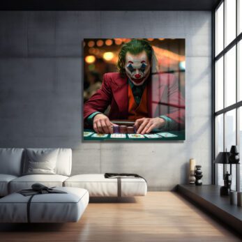 Joker Poker Yüzleşmesi: Gerilimli Sinematik Cam Tablo - Glazella
