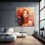 Ateş Saçlı Kadın: Enerjik Soyut Portre Cam Tablo Duvar Dekoru cam tablo, duvar sanatı, modern dekorasyon, soyut sanat, cam sanat eserleri, iç mekan dekorasyonu, ofis dekorasyonu, ev dekorasyonu, restoran dekorasyonu, cafe dekorasyonu, cam baskı, UV baskı, estetik duvar sanatı