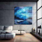 Buz Mavisi Kış Gecesi: Büyüleyici Kış Manzaralı Temperli Cam Tablo Duvar Dekoru cam tablo, duvar sanatı, modern dekorasyon, soyut sanat, cam sanat eserleri, iç mekan dekorasyonu, ofis dekorasyonu, ev dekorasyonu, restoran dekorasyonu, cafe dekorasyonu, cam baskı, UV baskı, estetik duvar sanatı