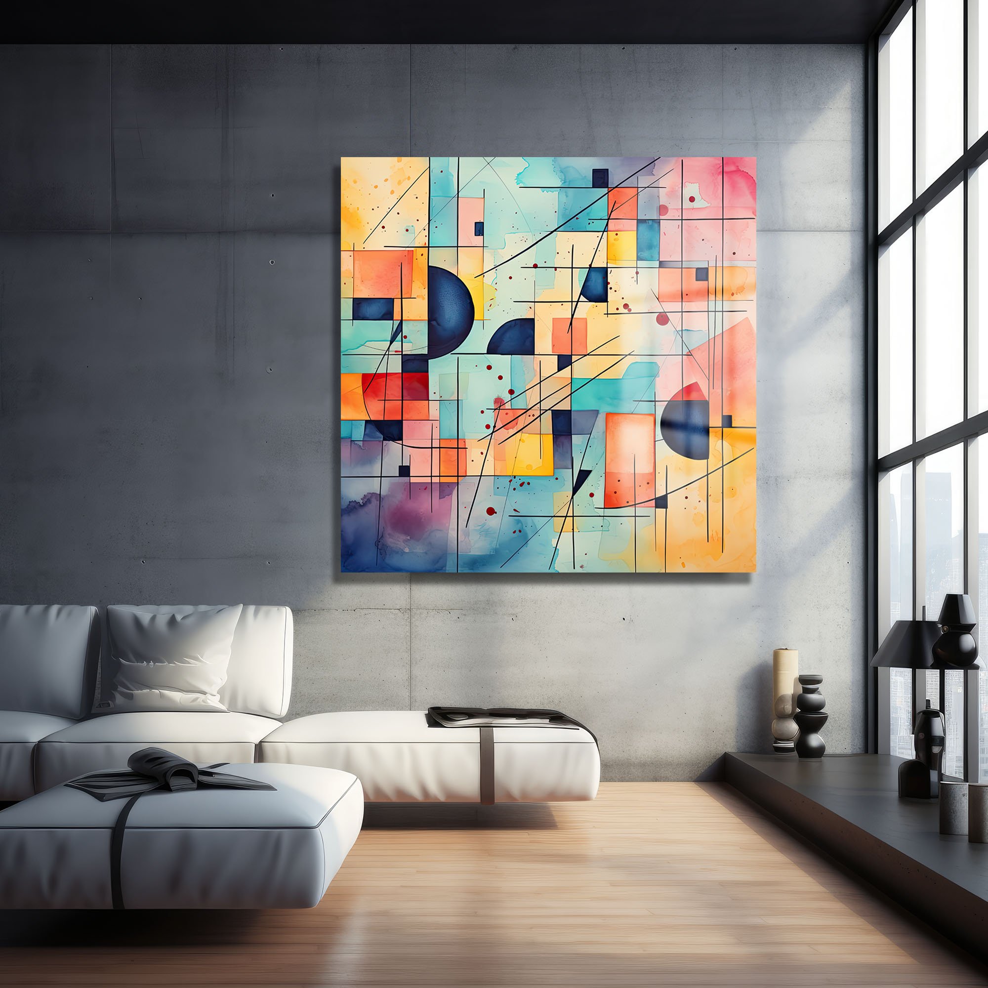 Geometrik Uyum: Modern Soyut Temperli Cam Tablo Duvar Dekoru cam tablo, duvar sanatı, modern dekorasyon, soyut sanat, cam sanat eserleri, iç mekan dekorasyonu, ofis dekorasyonu, ev dekorasyonu, restoran dekorasyonu, cafe dekorasyonu, cam baskı, UV baskı, estetik duvar sanatı