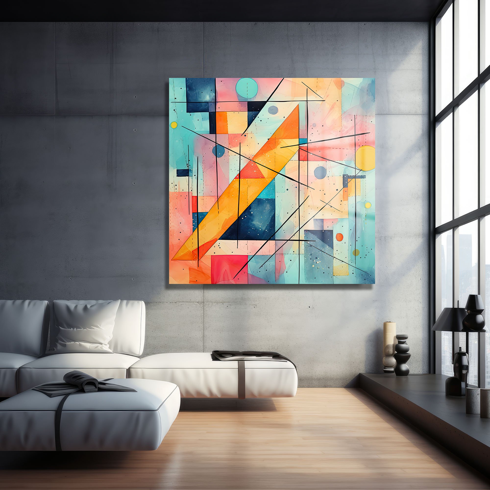 Geometrik Rüyalar: Dinamik Soyut Modern Cam Tablo Duvar Dekoru cam tablo, duvar sanatı, modern dekorasyon, soyut sanat, cam sanat eserleri, iç mekan dekorasyonu, ofis dekorasyonu, ev dekorasyonu, restoran dekorasyonu, cafe dekorasyonu, cam baskı, UV baskı, estetik duvar sanatı