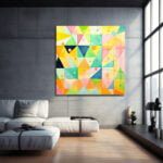 Dinamik Geometri: Canlı Renklerle Modern Soyut Cam Tablo Duvar Dekoru cam tablo, duvar sanatı, modern dekorasyon, soyut sanat, cam sanat eserleri, iç mekan dekorasyonu, ofis dekorasyonu, ev dekorasyonu, restoran dekorasyonu, cafe dekorasyonu, cam baskı, UV baskı, estetik duvar sanatı