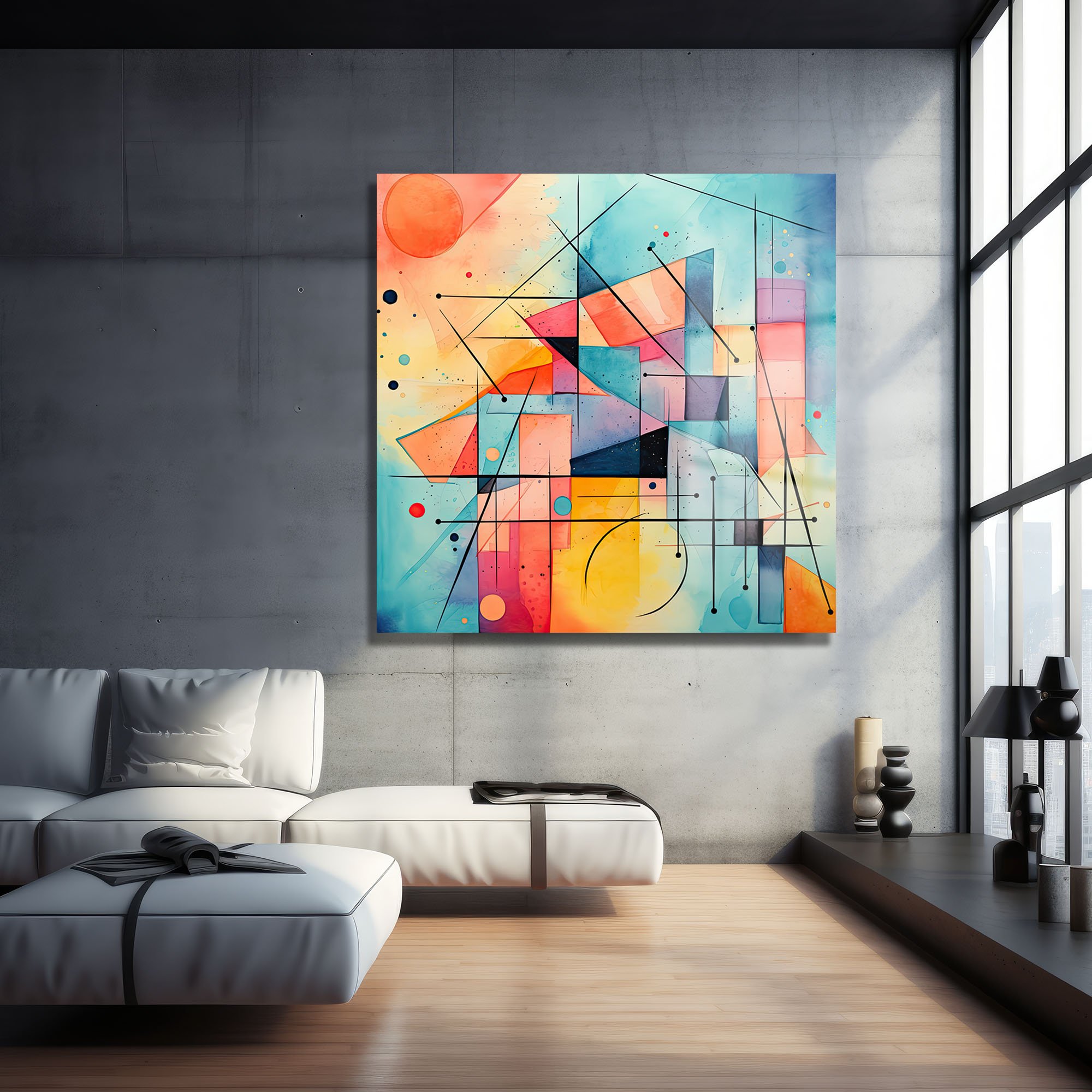 Renkli Geometrik Dans: Modern Soyut Temperli Cam Tablo Duvar Dekoru cam tablo, duvar sanatı, modern dekorasyon, soyut sanat, cam sanat eserleri, iç mekan dekorasyonu, ofis dekorasyonu, ev dekorasyonu, restoran dekorasyonu, cafe dekorasyonu, cam baskı, UV baskı, estetik duvar sanatı