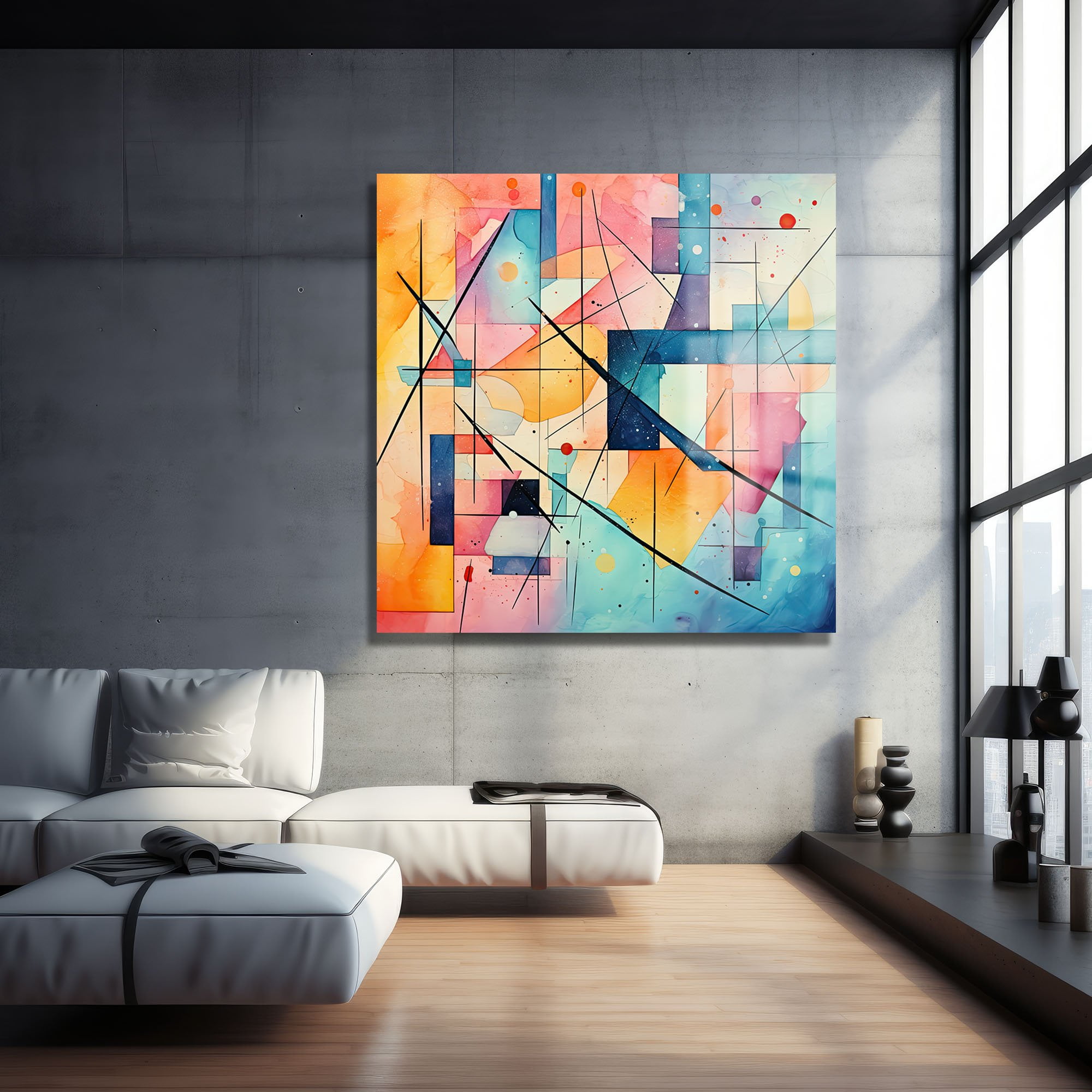Renkli Akış: Dinamik Geometrik Soyut Cam Tablo Duvar Dekoru cam tablo, duvar sanatı, modern dekorasyon, soyut sanat, cam sanat eserleri, iç mekan dekorasyonu, ofis dekorasyonu, ev dekorasyonu, restoran dekorasyonu, cafe dekorasyonu, cam baskı, UV baskı, estetik duvar sanatı