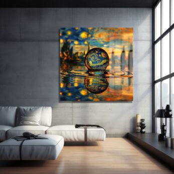Yıldızlı Gece Küresi: Van Gogh Rüyası Modern Cam Tablo - Glazella