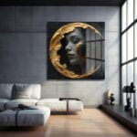 Altın Halka İçinde Gizemli Kadın: Lüks Temalı Modern Cam Tablo Duvar Dekoru cam tablo, duvar sanatı, modern dekorasyon, soyut sanat, cam sanat eserleri, iç mekan dekorasyonu, ofis dekorasyonu, ev dekorasyonu, restoran dekorasyonu, cafe dekorasyonu, cam baskı, UV baskı, estetik duvar sanatı