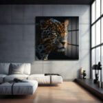 Siber Jaguar: Altın Dokunuşlu Modern Cam Tablo Duvar Dekoru cam tablo, duvar sanatı, modern dekorasyon, soyut sanat, cam sanat eserleri, iç mekan dekorasyonu, ofis dekorasyonu, ev dekorasyonu, restoran dekorasyonu, cafe dekorasyonu, cam baskı, UV baskı, estetik duvar sanatı
