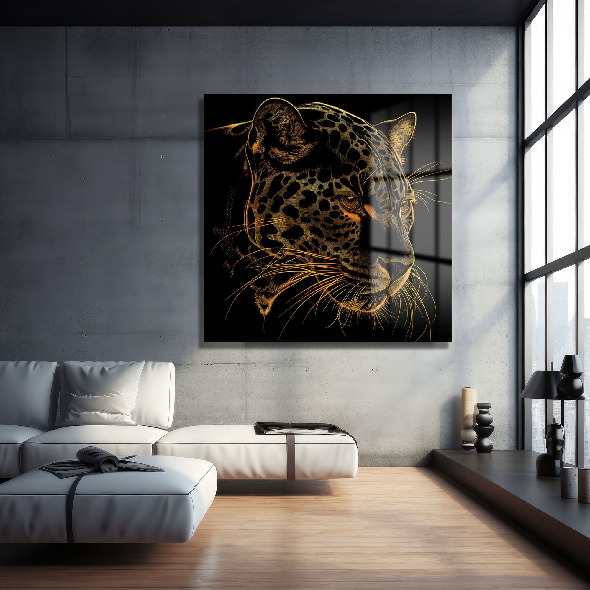 Altın Leopar Gözü: Modern Sanat Temperli Cam Tablo Duvar Dekoru cam tablo, duvar sanatı, modern dekorasyon, soyut sanat, cam sanat eserleri, iç mekan dekorasyonu, ofis dekorasyonu, ev dekorasyonu, restoran dekorasyonu, cafe dekorasyonu, cam baskı, UV baskı, estetik duvar sanatı