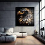 Altın Dokunuşlu Asil Kartal: Lüks Modern Cam Tablo Duvar Dekoru cam tablo, duvar sanatı, modern dekorasyon, soyut sanat, cam sanat eserleri, iç mekan dekorasyonu, ofis dekorasyonu, ev dekorasyonu, restoran dekorasyonu, cafe dekorasyonu, cam baskı, UV baskı, estetik duvar sanatı