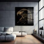 Altın Kartalın Göz Kamaştıran Asaleti: Modern Temperli Cam Tablo Duvar Dekoru cam tablo, duvar sanatı, modern dekorasyon, soyut sanat, cam sanat eserleri, iç mekan dekorasyonu, ofis dekorasyonu, ev dekorasyonu, restoran dekorasyonu, cafe dekorasyonu, cam baskı, UV baskı, estetik duvar sanatı