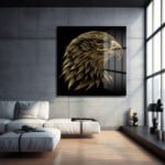 Altın Kartalın Asaleti: Modern Temperli Cam Tablo Duvar Dekoru cam tablo, duvar sanatı, modern dekorasyon, soyut sanat, cam sanat eserleri, iç mekan dekorasyonu, ofis dekorasyonu, ev dekorasyonu, restoran dekorasyonu, cafe dekorasyonu, cam baskı, UV baskı, estetik duvar sanatı