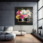 Sürreal Çiçek Yüz: Modern Sanat Temperli Cam Tablo Duvar Dekoru cam tablo, duvar sanatı, modern dekorasyon, soyut sanat, cam sanat eserleri, iç mekan dekorasyonu, ofis dekorasyonu, ev dekorasyonu, restoran dekorasyonu, cafe dekorasyonu, cam baskı, UV baskı, estetik duvar sanatı