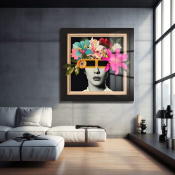 Enigmatik Çiçek Kraliçesi: Modern Sanat Temperli Cam Tablo - Glazella Enigmatik Çiçek Kraliçesi: Modern Sanat Temperli Cam Tablo - Glazella