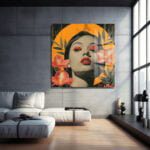 Kızıl Cazibe: Altın Haleli Modern Sanat Cam Tablo Duvar Dekoru cam tablo, duvar sanatı, modern dekorasyon, soyut sanat, cam sanat eserleri, iç mekan dekorasyonu, ofis dekorasyonu, ev dekorasyonu, restoran dekorasyonu, cafe dekorasyonu, cam baskı, UV baskı, estetik duvar sanatı