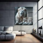 Beyaz Aslan Ailesi: Güç ve Saflığın Temperli Cam Tablosu Duvar Dekoru cam tablo, duvar sanatı, modern dekorasyon, soyut sanat, cam sanat eserleri, iç mekan dekorasyonu, ofis dekorasyonu, ev dekorasyonu, restoran dekorasyonu, cafe dekorasyonu, cam baskı, UV baskı, estetik duvar sanatı