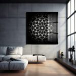 Sonsuzluk Mandalı: Siyah Beyaz Modern Cam Tablo Duvar Dekoru cam tablo, duvar sanatı, modern dekorasyon, soyut sanat, cam sanat eserleri, iç mekan dekorasyonu, ofis dekorasyonu, ev dekorasyonu, restoran dekorasyonu, cafe dekorasyonu, cam baskı, UV baskı, estetik duvar sanatı