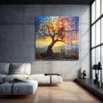 Hayat Ağacı Vitray Sanatı: Modern Renkli Temperli Cam Tablo Duvar Dekoru cam tablo, duvar sanatı, modern dekorasyon, soyut sanat, cam sanat eserleri, iç mekan dekorasyonu, ofis dekorasyonu, ev dekorasyonu, restoran dekorasyonu, cafe dekorasyonu, cam baskı, UV baskı, estetik duvar sanatı