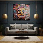 Enerjik Kaos: Canlı Graffiti Yüz Cam Tablo Duvar Dekoru cam tablo, duvar sanatı, modern dekorasyon, soyut sanat, cam sanat eserleri, iç mekan dekorasyonu, ofis dekorasyonu, ev dekorasyonu, restoran dekorasyonu, cafe dekorasyonu, cam baskı, UV baskı, estetik duvar sanatı