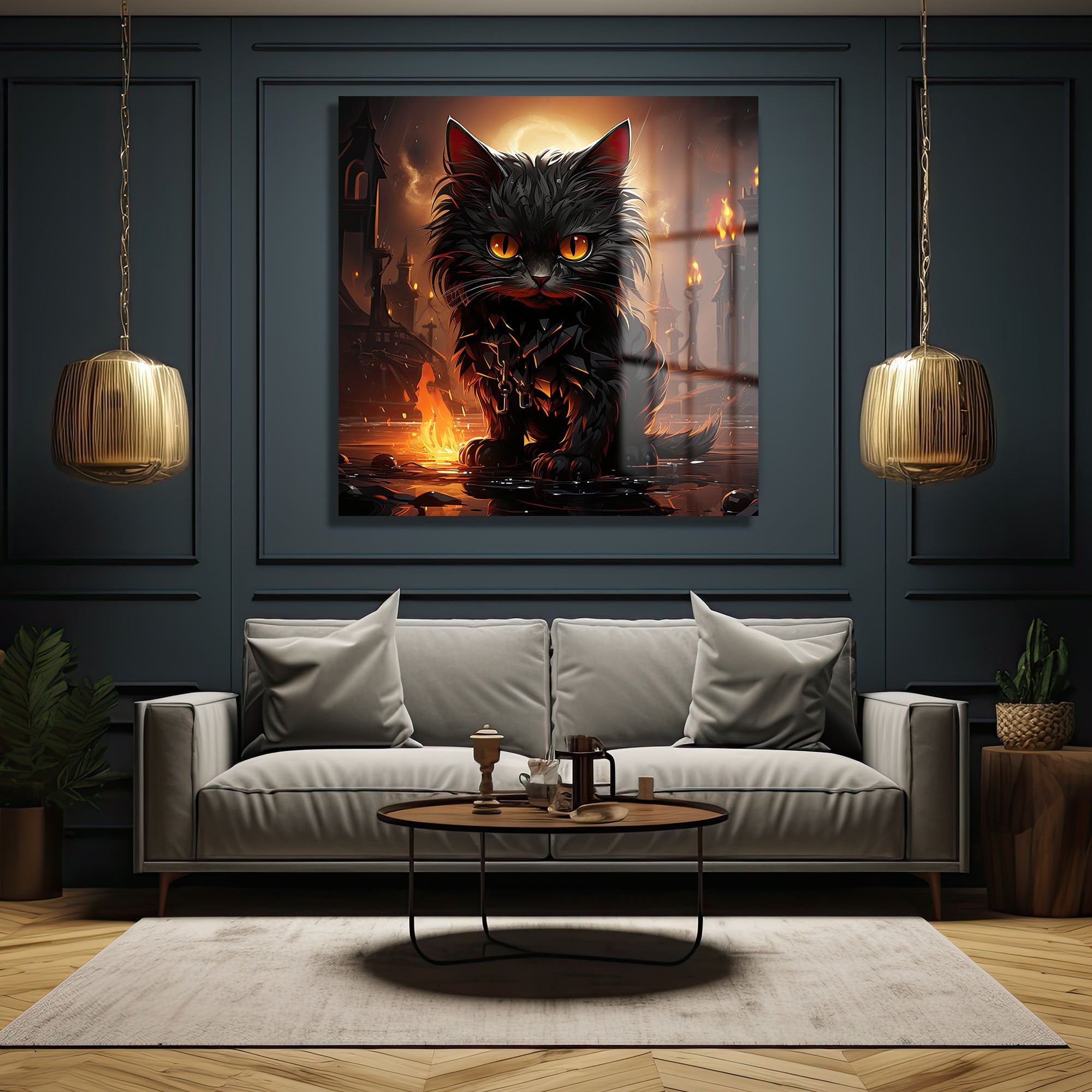 Ateş Gözlü Kara Kedi: Gizemli Fantastik Cam Tablo Duvar Dekoru cam tablo, duvar sanatı, modern dekorasyon, soyut sanat, cam sanat eserleri, iç mekan dekorasyonu, ofis dekorasyonu, ev dekorasyonu, restoran dekorasyonu, cafe dekorasyonu, cam baskı, UV baskı, estetik duvar sanatı