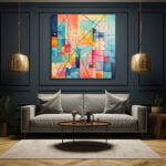 Renkli Ritimler: Modern Geometrik Soyut Cam Tablo Duvar Dekoru cam tablo, duvar sanatı, modern dekorasyon, soyut sanat, cam sanat eserleri, iç mekan dekorasyonu, ofis dekorasyonu, ev dekorasyonu, restoran dekorasyonu, cafe dekorasyonu, cam baskı, UV baskı, estetik duvar sanatı