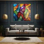 Vitray Büyüsü: Canlı Renklerin Dansı Modern Soyut Cam Tablo Duvar Dekoru cam tablo, duvar sanatı, modern dekorasyon, soyut sanat, cam sanat eserleri, iç mekan dekorasyonu, ofis dekorasyonu, ev dekorasyonu, restoran dekorasyonu, cafe dekorasyonu, cam baskı, UV baskı, estetik duvar sanatı