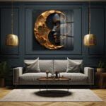 Altın Ayın Gizemi: Modern Siyah & Altın Cam Tablo Duvar Dekoru cam tablo, duvar sanatı, modern dekorasyon, soyut sanat, cam sanat eserleri, iç mekan dekorasyonu, ofis dekorasyonu, ev dekorasyonu, restoran dekorasyonu, cafe dekorasyonu, cam baskı, UV baskı, estetik duvar sanatı