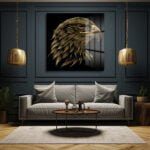 Altın Kartalın Asaleti: Modern Temperli Cam Tablo Duvar Dekoru cam tablo, duvar sanatı, modern dekorasyon, soyut sanat, cam sanat eserleri, iç mekan dekorasyonu, ofis dekorasyonu, ev dekorasyonu, restoran dekorasyonu, cafe dekorasyonu, cam baskı, UV baskı, estetik duvar sanatı