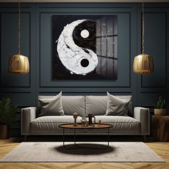 Zıtların Uyumu: Yin Yang Modern Soyut Cam Tablo - Glazella Zıtların Uyumu: Yin Yang Modern Soyut Cam Tablo - Glazella