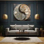 Yin Yang Dengesi: Beyaz Çiçekli Modern Geometrik Cam Tablo Duvar Dekoru cam tablo, duvar sanatı, modern dekorasyon, soyut sanat, cam sanat eserleri, iç mekan dekorasyonu, ofis dekorasyonu, ev dekorasyonu, restoran dekorasyonu, cafe dekorasyonu, cam baskı, UV baskı, estetik duvar sanatı