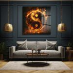 Ateşin Dansı: Enerjik Yin Yang Temperli Cam Tablo Duvar Dekoru cam tablo, duvar sanatı, modern dekorasyon, soyut sanat, cam sanat eserleri, iç mekan dekorasyonu, ofis dekorasyonu, ev dekorasyonu, restoran dekorasyonu, cafe dekorasyonu, cam baskı, UV baskı, estetik duvar sanatı