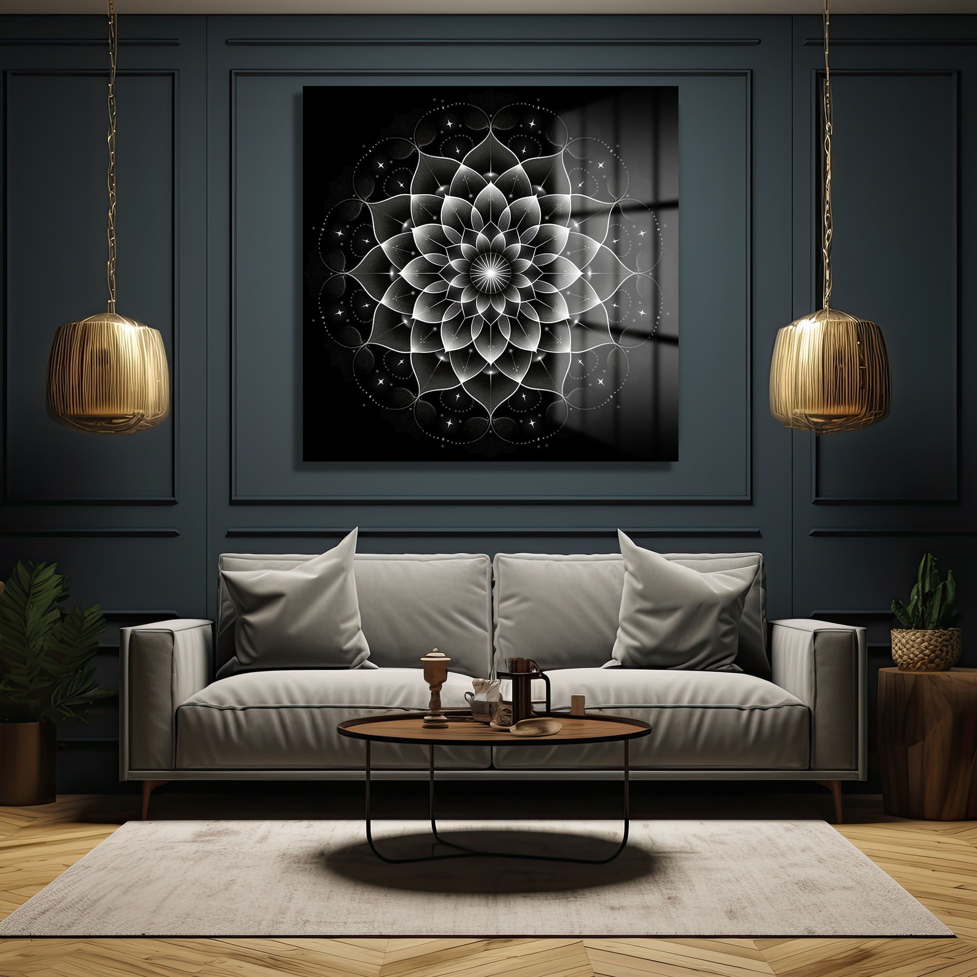 Sonsuzluk Mandalı: Siyah Beyaz Modern Cam Tablo Duvar Dekoru cam tablo, duvar sanatı, modern dekorasyon, soyut sanat, cam sanat eserleri, iç mekan dekorasyonu, ofis dekorasyonu, ev dekorasyonu, restoran dekorasyonu, cafe dekorasyonu, cam baskı, UV baskı, estetik duvar sanatı