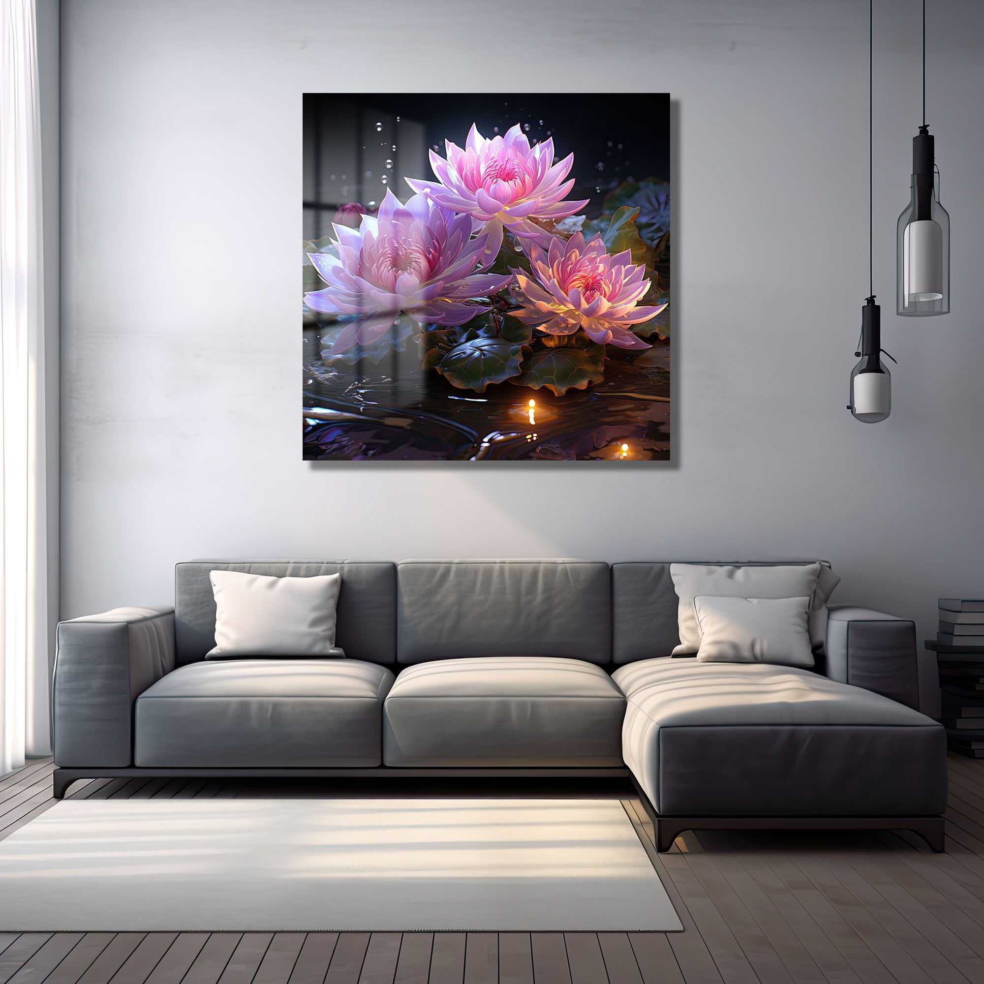 Efsunlu Nilüferler: Işıltılı Pembe Lotus Çiçekleri Temperli Cam Tablo Duvar Dekoru cam tablo, duvar sanatı, modern dekorasyon, soyut sanat, cam sanat eserleri, iç mekan dekorasyonu, ofis dekorasyonu, ev dekorasyonu, restoran dekorasyonu, cafe dekorasyonu, cam baskı, UV baskı, estetik duvar sanatı