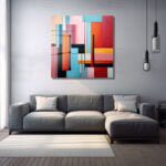 Dinamik Bloklar: Canlı Renklerle Modern Geometrik Cam Tablo Duvar Dekoru cam tablo, duvar sanatı, modern dekorasyon, soyut sanat, cam sanat eserleri, iç mekan dekorasyonu, ofis dekorasyonu, ev dekorasyonu, restoran dekorasyonu, cafe dekorasyonu, cam baskı, UV baskı, estetik duvar sanatı