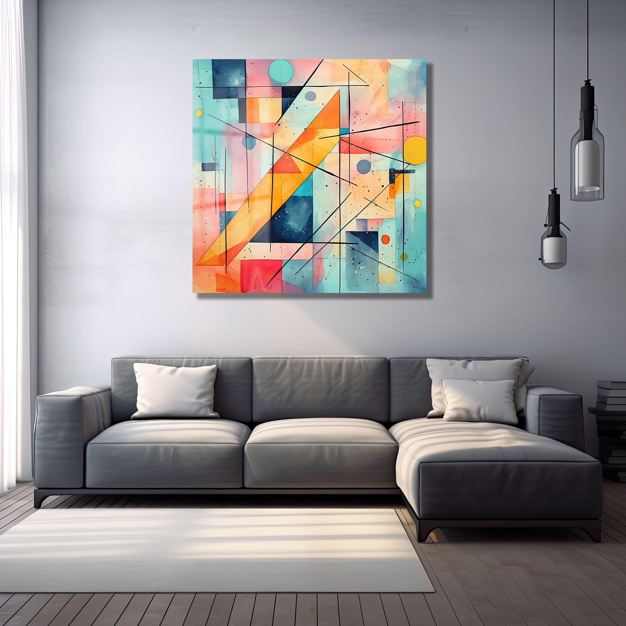 Geometrik Rüyalar: Dinamik Soyut Modern Cam Tablo Duvar Dekoru cam tablo, duvar sanatı, modern dekorasyon, soyut sanat, cam sanat eserleri, iç mekan dekorasyonu, ofis dekorasyonu, ev dekorasyonu, restoran dekorasyonu, cafe dekorasyonu, cam baskı, UV baskı, estetik duvar sanatı