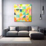 Dinamik Geometri: Canlı Renklerle Modern Soyut Cam Tablo Duvar Dekoru cam tablo, duvar sanatı, modern dekorasyon, soyut sanat, cam sanat eserleri, iç mekan dekorasyonu, ofis dekorasyonu, ev dekorasyonu, restoran dekorasyonu, cafe dekorasyonu, cam baskı, UV baskı, estetik duvar sanatı