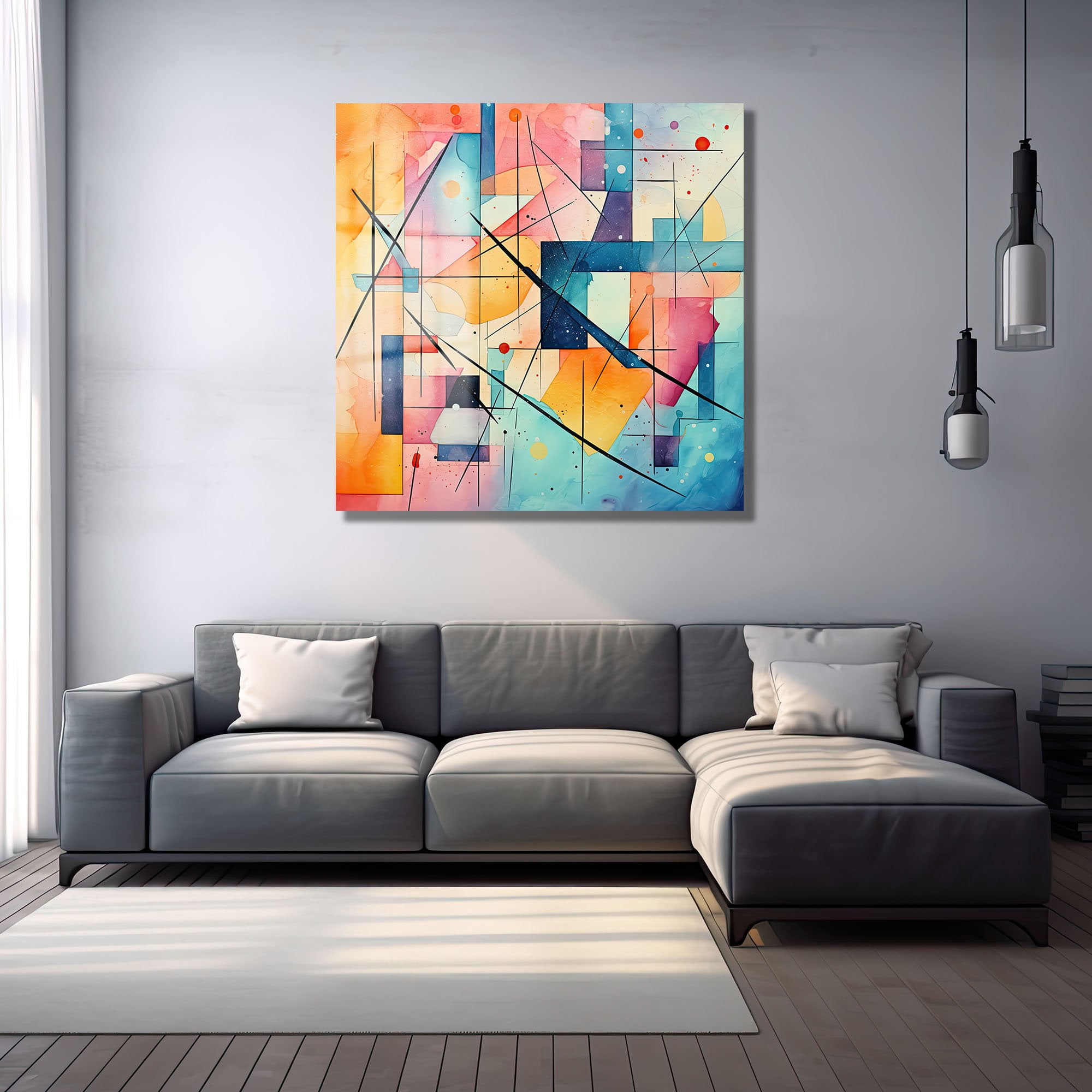 Renkli Akış: Dinamik Geometrik Soyut Cam Tablo Duvar Dekoru cam tablo, duvar sanatı, modern dekorasyon, soyut sanat, cam sanat eserleri, iç mekan dekorasyonu, ofis dekorasyonu, ev dekorasyonu, restoran dekorasyonu, cafe dekorasyonu, cam baskı, UV baskı, estetik duvar sanatı