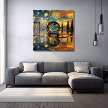 Yıldızlı Gece Küresi: Van Gogh Rüyası Modern Cam Tablo - Glazella