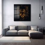 Altın Mane Aslan: Güç ve Asaletin Temperli Cam Tablosu Duvar Dekoru cam tablo, duvar sanatı, modern dekorasyon, soyut sanat, cam sanat eserleri, iç mekan dekorasyonu, ofis dekorasyonu, ev dekorasyonu, restoran dekorasyonu, cafe dekorasyonu, cam baskı, UV baskı, estetik duvar sanatı