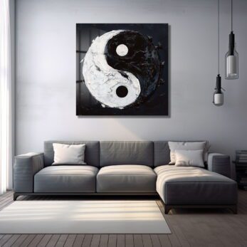 Zıtların Uyumu: Yin Yang Modern Soyut Cam Tablo - Glazella Zıtların Uyumu: Yin Yang Modern Soyut Cam Tablo - Glazella