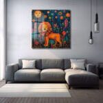 Neşeli Aslan Şehri: Canlı Renklerle Modern Dekoratif Cam Tablo Duvar Dekoru cam tablo, duvar sanatı, modern dekorasyon, soyut sanat, cam sanat eserleri, iç mekan dekorasyonu, ofis dekorasyonu, ev dekorasyonu, restoran dekorasyonu, cafe dekorasyonu, cam baskı, UV baskı, estetik duvar sanatı