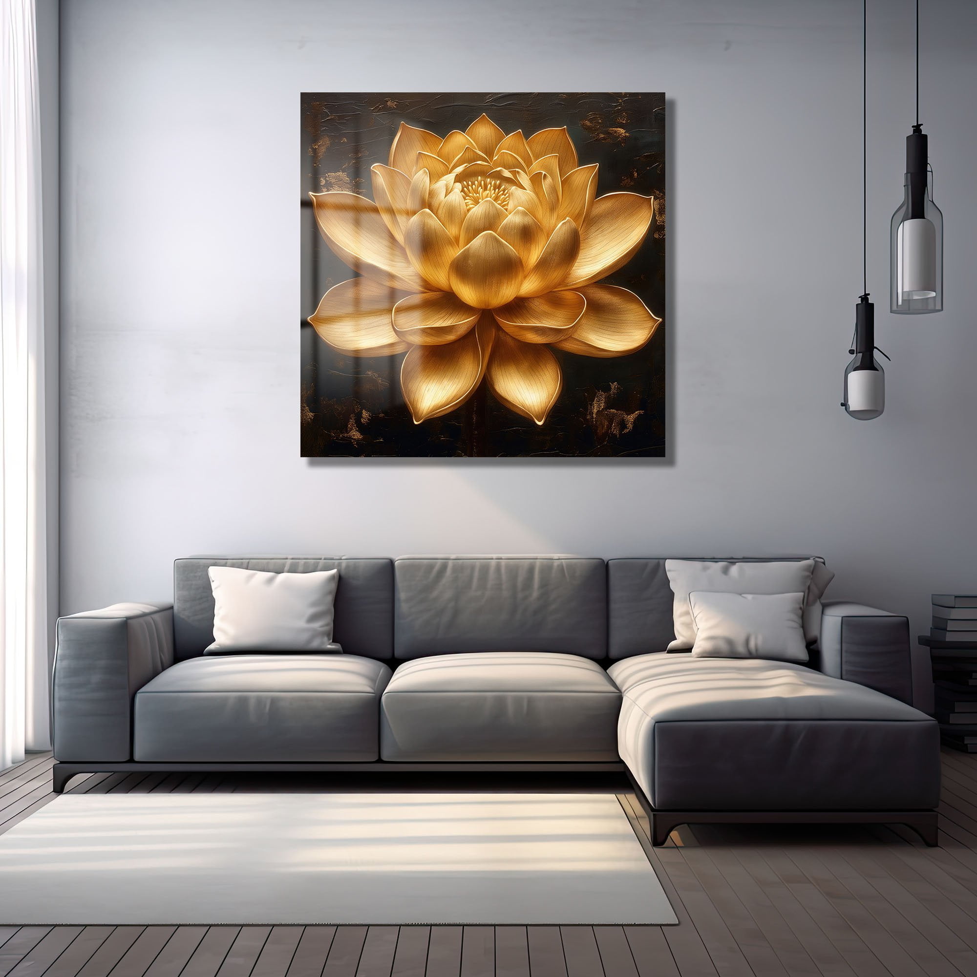 Altın Lotus Zarafeti: Lüks Temperli Cam Tablo | Modern Duvar Dekorasyonu Duvar Dekoru cam tablo, duvar sanatı, modern dekorasyon, soyut sanat, cam sanat eserleri, iç mekan dekorasyonu, ofis dekorasyonu, ev dekorasyonu, restoran dekorasyonu, cafe dekorasyonu, cam baskı, UV baskı, estetik duvar sanatı