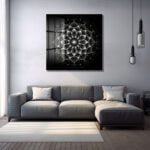 Sonsuzluk Mandalı: Siyah Beyaz Modern Cam Tablo Duvar Dekoru cam tablo, duvar sanatı, modern dekorasyon, soyut sanat, cam sanat eserleri, iç mekan dekorasyonu, ofis dekorasyonu, ev dekorasyonu, restoran dekorasyonu, cafe dekorasyonu, cam baskı, UV baskı, estetik duvar sanatı