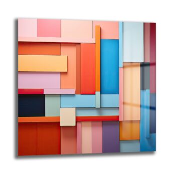 Dinamik Renk Katmanları: Modern Geometrik Cam Tablo - Glazella