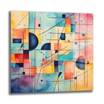 Geometrik Uyum: Modern Soyut Temperli Cam Tablo - Glazella