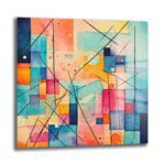 Renkli Ritimler: Modern Geometrik Soyut Cam Tablo Duvar Dekoru cam tablo, duvar sanatı, modern dekorasyon, soyut sanat, cam sanat eserleri, iç mekan dekorasyonu, ofis dekorasyonu, ev dekorasyonu, restoran dekorasyonu, cafe dekorasyonu, cam baskı, UV baskı, estetik duvar sanatı